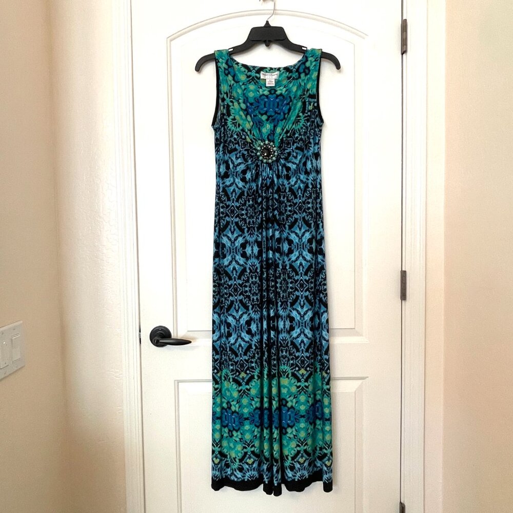 Draper's & Damon's Petites Dress Bead Trim Sleeveless Maxi V Neck 8P